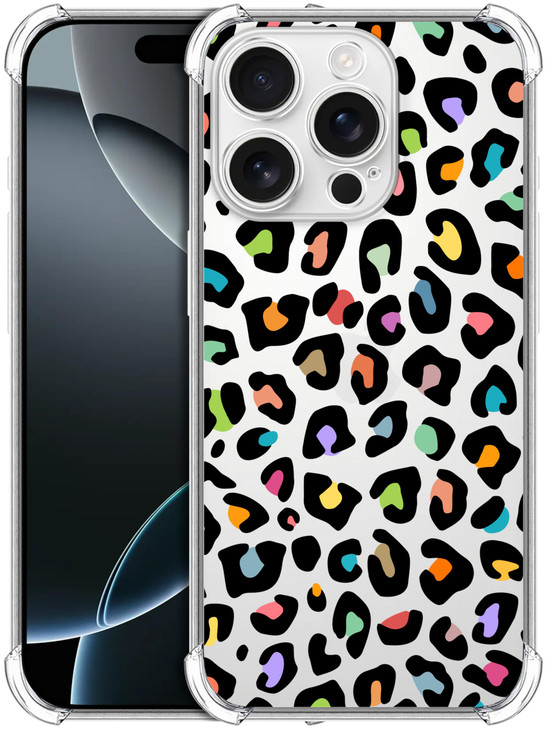 GlamCase Clear Case for iPhone 16 Pro iPhone 16 Pro Clear Case Leopard Skin Multicolor Pattern Design Printed Durable Cl