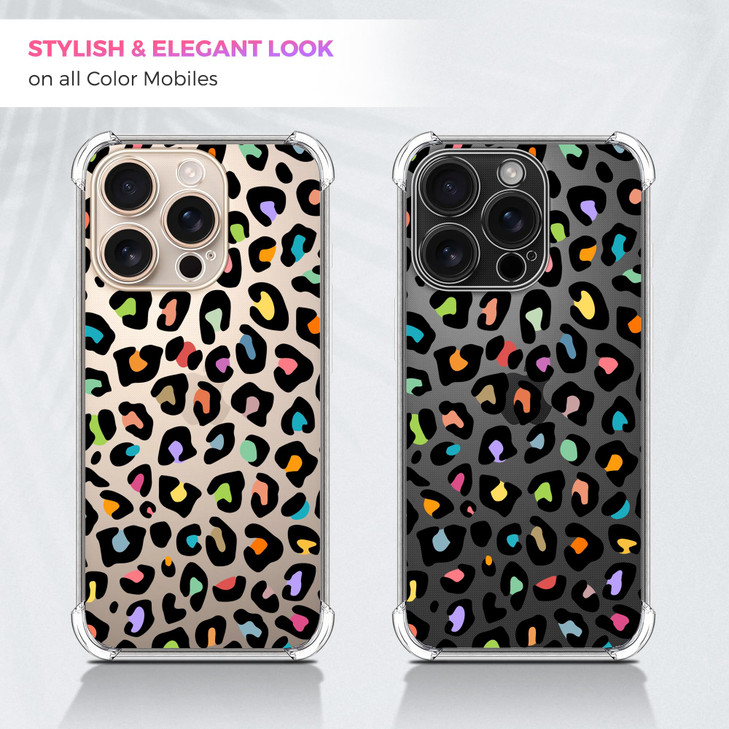 GlamCase Clear Case for iPhone 16 Pro iPhone 16 Pro Clear Case Leopard Skin Multicolor Pattern Design Printed Durable Cl