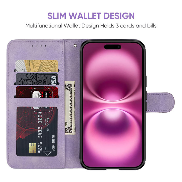 Tothedu Case for iPhone 16 Plus Wallet Case with Tempered Glass Screen Protector Flip Leather Credit Card Holder Wrist S