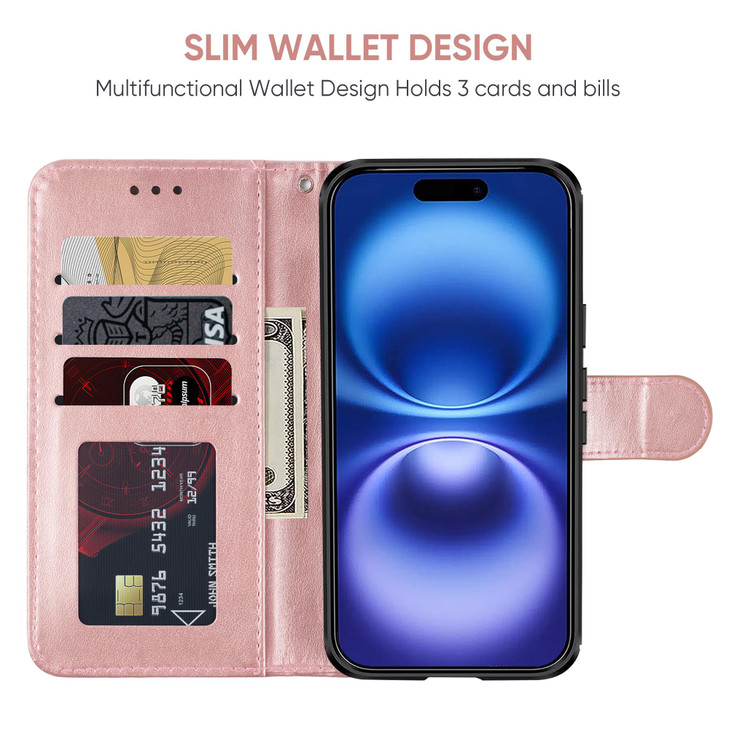 Bohefo Case for iPhone 16 Wallet Case with Tempered Glass Screen Protector Mandala Leather Flip Credit Card Holder Stand