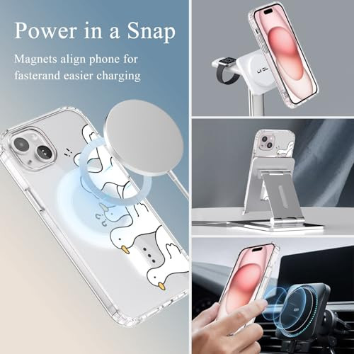 LuminousGuard for iPhone 16 Case Compatible with MagSafe Cute Kawaii Duck Magnetic Phone Case Clear Soft Slim Fit Shockp