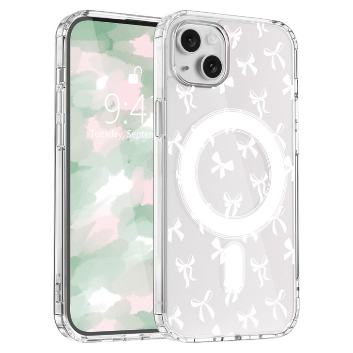 LuminousGuard for iPhone 15 Case Compatible with MagSafe Cute Kawaii Bow Magnetic Phone Case Clear Soft Slim Fit Shockpr