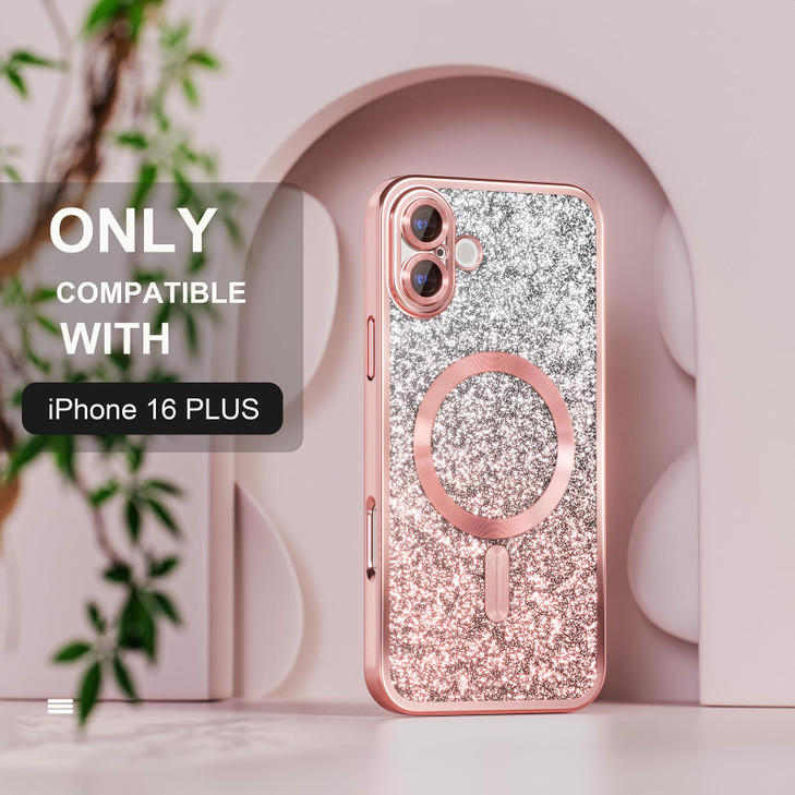 Misea Magnetic for iPhone 16 Plus Case Compatible with MagSafe Military Grade Drop Protection Full Camera Lens Protector