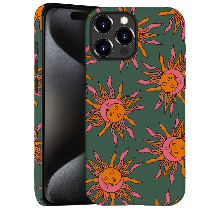 Generic Case for iPhone 16 Pro Drop Protection Phone Cover Hybrid Case for Girl Women Moon Sun Celestial