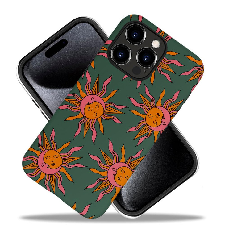 Generic Case for iPhone 16 Pro Drop Protection Phone Cover Hybrid Case for Girl Women Moon Sun Celestial