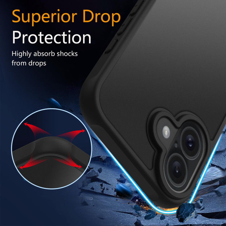 EUMADOVE for iPhone 16 Case Translucent Matte Phone Cover 10 FT Military Grade Drop Protection Slim Durable Shockproof P