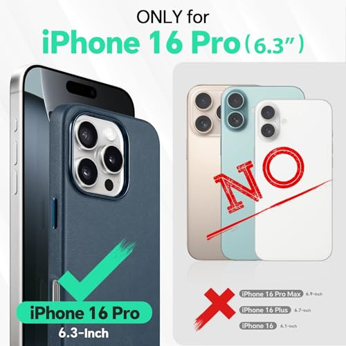 TUCCH PU Leather Case for iPhone 16 Pro 63 2024 Magnetic Slim Case Wireless Charging Shockproof AntiSlip Protective Phon