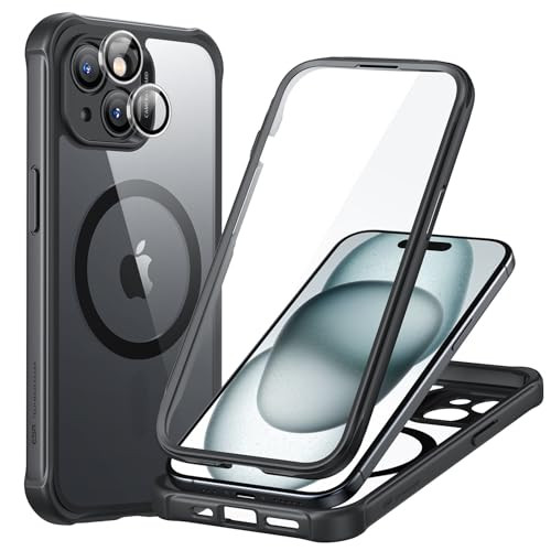 ESR for iPhone 15 Case Compatible with MagSafe FullBody MilitaryGrade Drop Proof Case with Builtin 9H Tempered Glass Scr