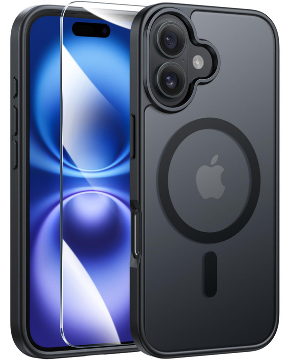 FNTCASE for iPhone 16 Phone Case Magnetic Translucent Matte Shockproof Slim Cell Phone Cover Military Grade Drop Proof H