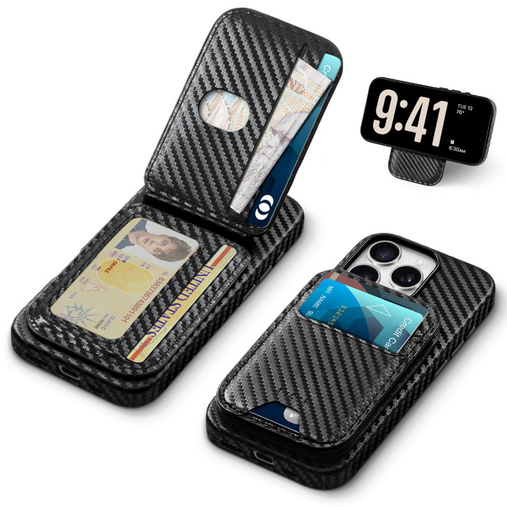 TUCCH Wallet Case for iPhone 16 Pro with Detachable Magnetic Card Holder Stand PU Leather Magnetic Wireless Charging RFI