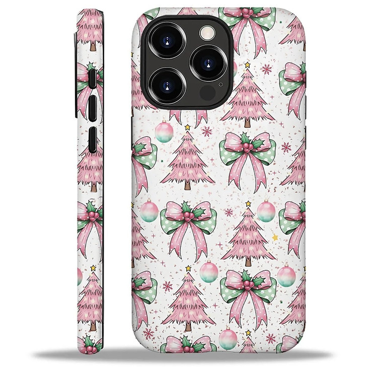 DAIZAG Compatible with iPhone 16 Pro Max CaseCartoon Christmas Bow2 in 1 Heavy Duty Shockproof Rugged Hard PCSoft Silico
