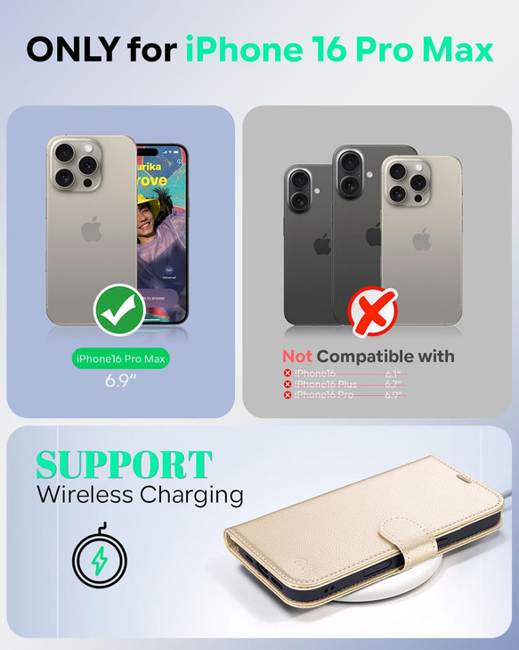 OCASE Compatible with iPhone 16 Pro Max Wallet Case PU Leather Flip Folio Case with Card Holders RFID Blocking Kickstand