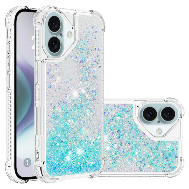 LEMAXELERS Compatible with iPhone 16 Plus Glitter Case Clear Flowing Liquid Quicksand Case Girly Women Sparkly Bling Sof