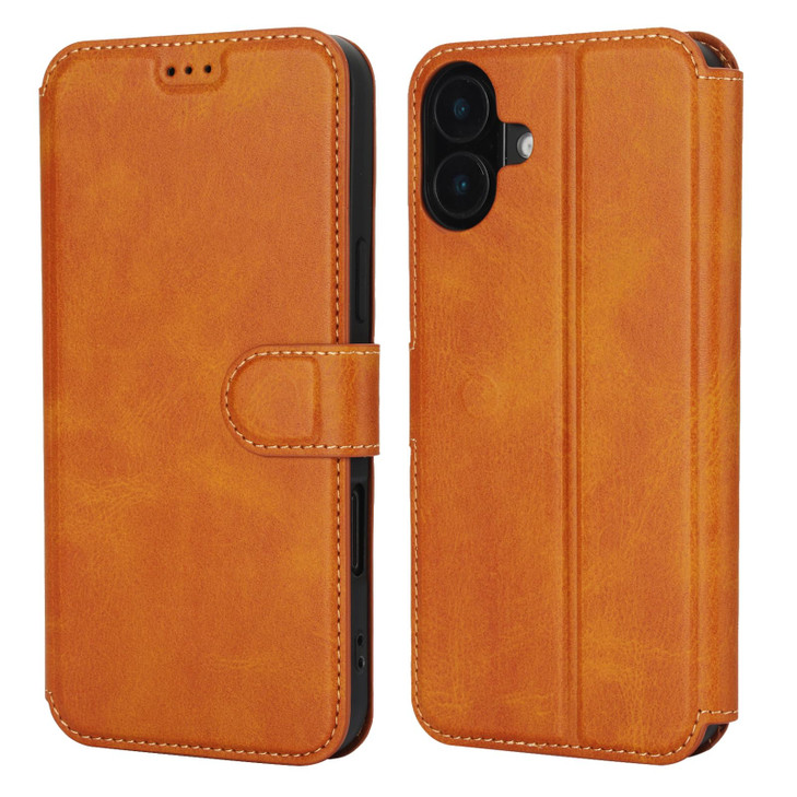 QLTYPRI Case for iPhone 16 Plus Premium PU Leather Simple Wallet Case Card Slots Kickstand Magnetic Closure Shockproof F
