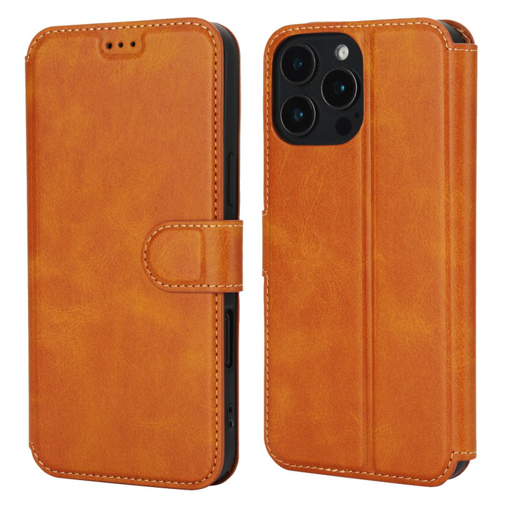 QLTYPRI Case for iPhone 16 Pro Max Premium PU Leather Simple Wallet Case Card Slots Kickstand Magnetic Closure Shockproo