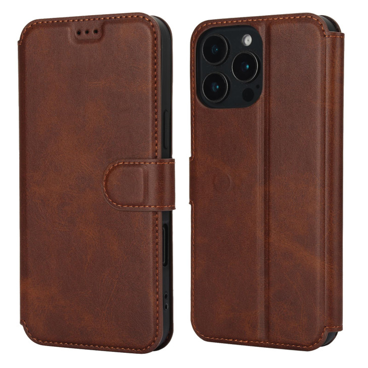 QLTYPRI Case for iPhone 16 Pro Premium PU Leather Simple Wallet Case Card Slots Kickstand Magnetic Closure Shockproof Fl