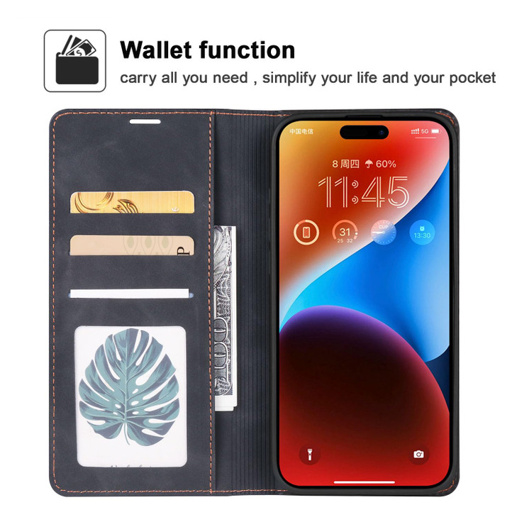 QLTYPRI Case for iPhone 16 Pro Max Premium PU Leather Cover TPU Bumper with Card Holder Kickstand Hidden Magnetic Adsorp