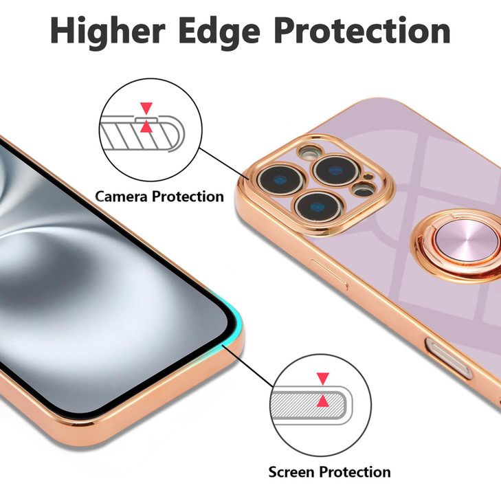 EYZUTAK Case for iPhone 16 Pro Phone Case with 360 Rotatable Finger Ring Holder Kickstand Magnetic Car Mount Supported S