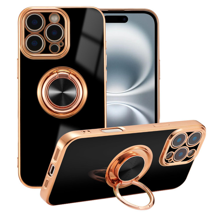 EYZUTAK Case for iPhone 16 Pro Max Phone Case with 360 Rotatable Finger Ring Holder Kickstand Magnetic Car Mount Support
