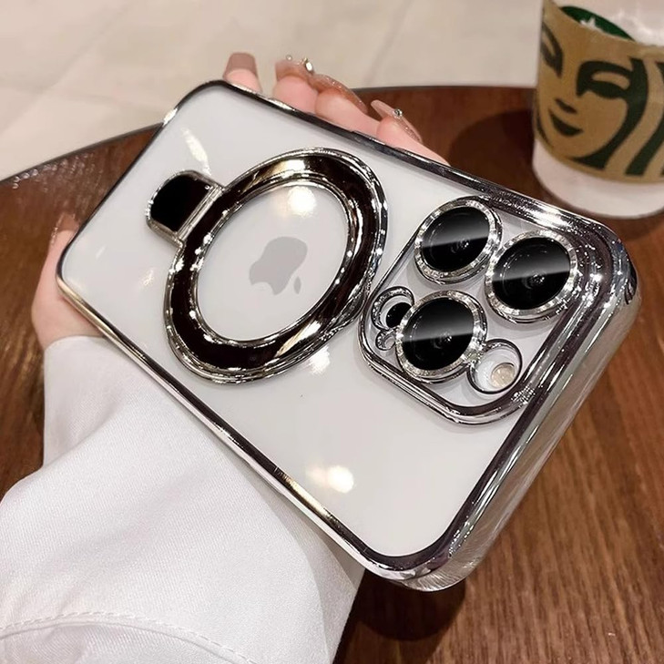 ZinLyuen Magnetic Case for iPhone 16 Pro Case Stand Ring Holder Compatible with MagSafe Builtin Camera Lens Protector Sh