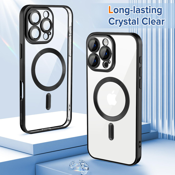 Hython Magnetic Clear for iPhone 16 Pro Max Case with Camera Lens Protector Compatible with MagSafe Plating Edge Slim So