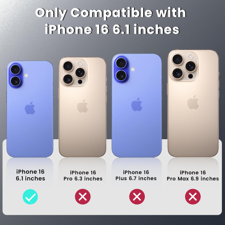 Maxdara for iPhone 16 Phone Case with Slide Camera Cover Builtin Rotating Kickstand Front Glass Screen Protector Drop Pr