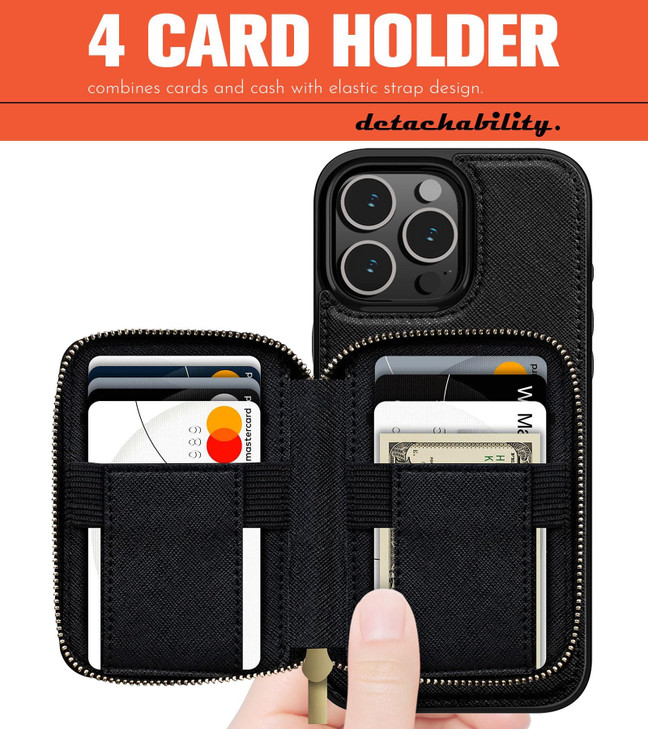 LOHASIC for iPhone 16 Pro Max Case Wallet 10 Cards with Magsafe Detachable Wallet with Card Holder 2 in 1 PU Leather Pro
