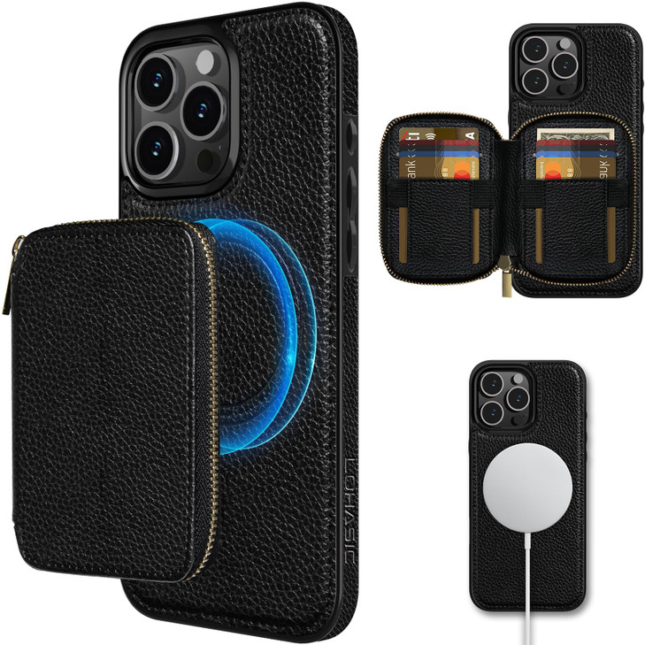 LOHASIC for iPhone 16 Pro Max Case Wallet 10 Cards Compatible with Magsafe Detachable Wallet with Card Holder 2 in 1 PU