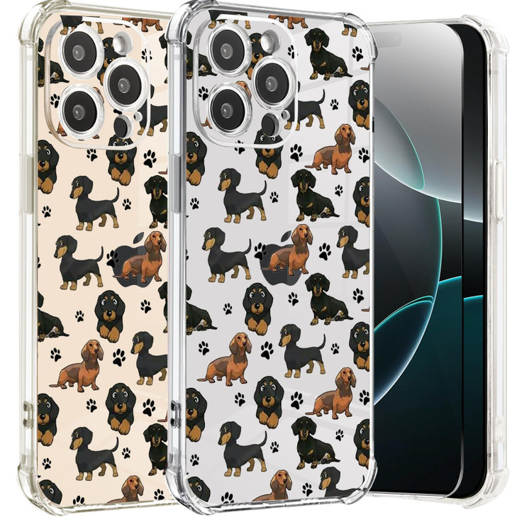 Roemary Puppy Case for iPhone 16 Pro Max with Dachshunds Paws DesignClear Pattern with Screen Protector Buffertech 66 ft