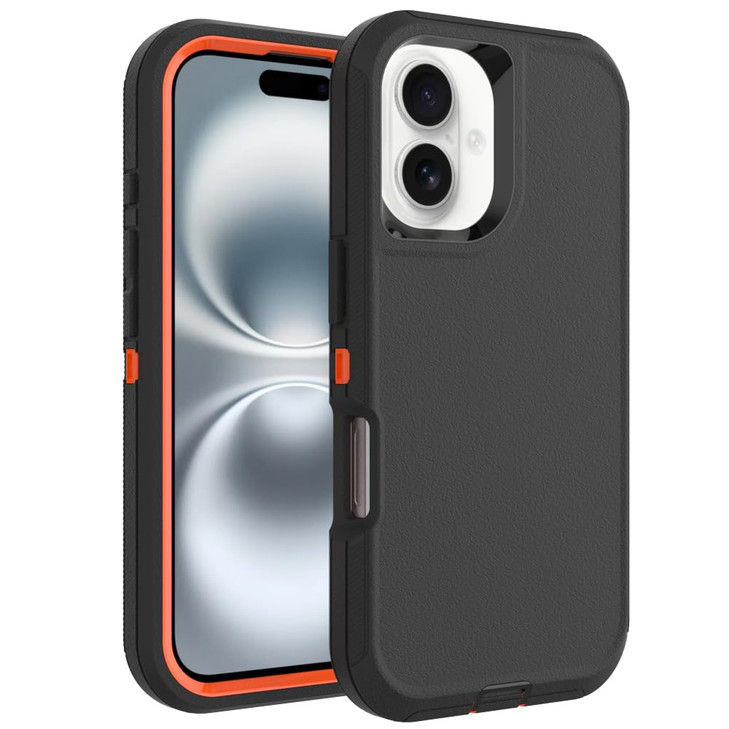 WOGROO for iPhone 16 Case HeavyDuty Tough Rugged Shockproof Drop Protective Cover Phone Cases BlackOrange