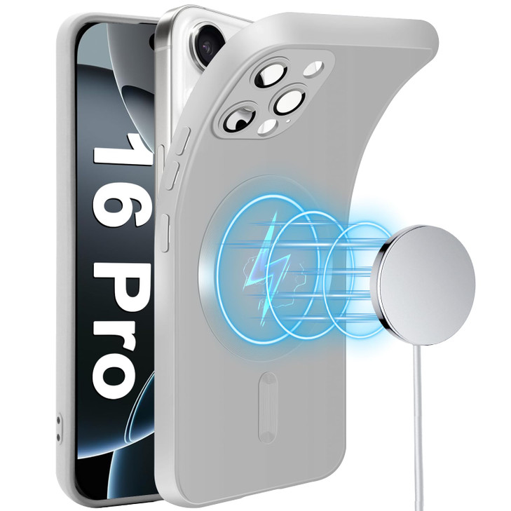 Slim Case for iPhone 16 Pro 5G Camera Lens Protector MagSafe Thin Metal Matte Silicone Soft Rubber 16 Pro Phone Case Mag