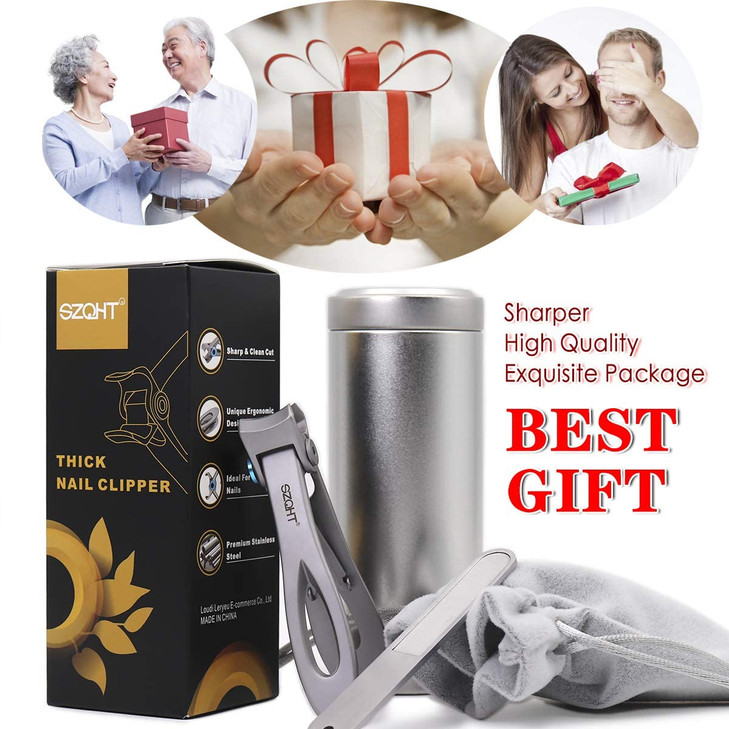 SZQHT Ultra Wide Jaw Opening Nail Clippers Set, Toenail Clippers for Thick Nails, Heavy Duty Nail Cutter, Stainless Steel Toe Nail Clippers for Senio