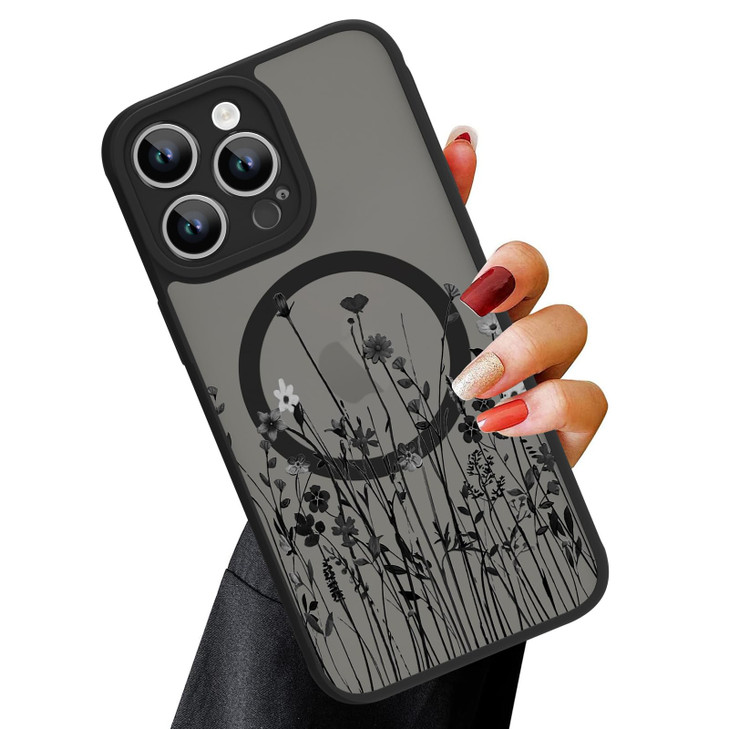 OOK Magnetic Case for iPhone 15 Pro 61 with Screen Protector Cute Floral Design for Women Girls MagSafe Compatible Slim