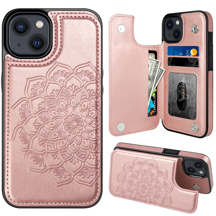 MMHUO for iPhone 15 Case with Card Holder Flower Magnetic Back Flip Case for iPhone 15 Wallet Case for Women Protective