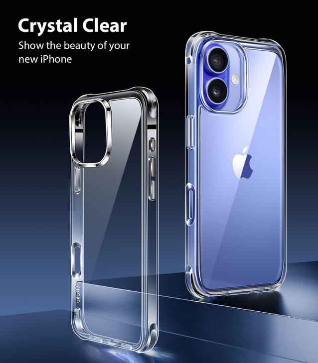 Mkeke for iPhone 16 Case Clear Not Yellowing 16FT MilitaryGrade Drop Protection Slim Clear iPhone 16 Case for Apple iPho
