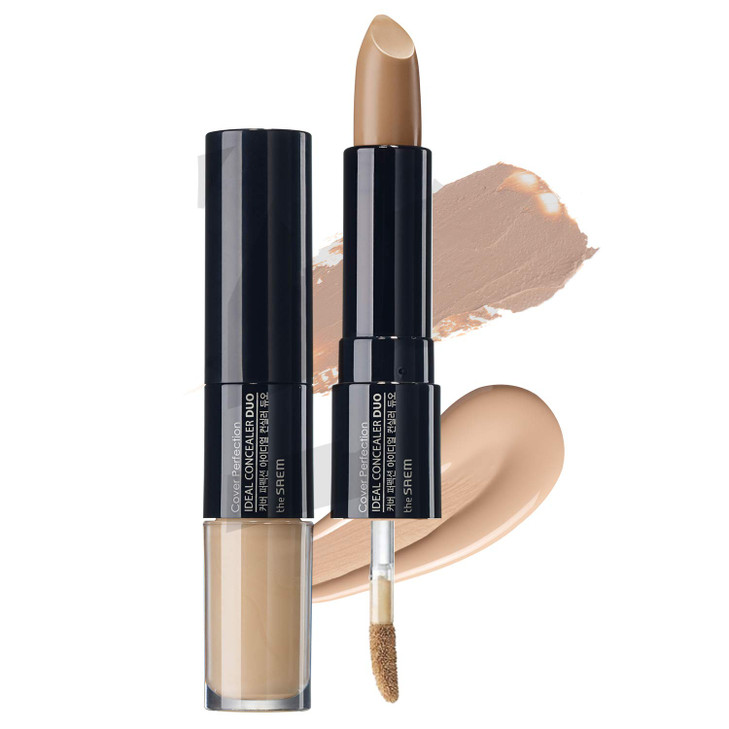 THESAEM Cover Perfection Ideal Concealer Duo (#2 Rich Beige) | Dual Type Full Coverage Concealer, High Adherence, High Pigment, No Clumping, Crease-P