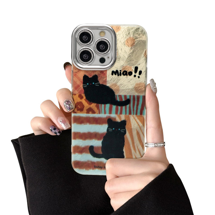 Fycyko for iPhone 16 Pro Max Case Cute Luxury Vintage Leopard Cat Pattern Aesthetic Cool Girly Phone Case with Camera Pr