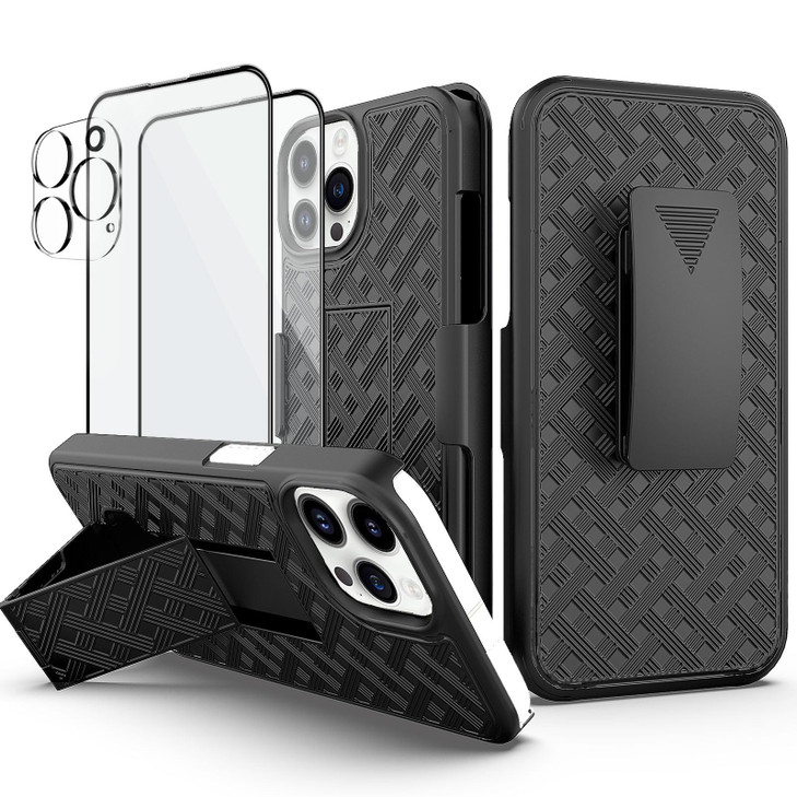 Ailiber Case Compatible with iPhone 16 Pro Holster Swivel Belt Clip with Screen Protector2 Pack Kickstand Holder Slim Sh