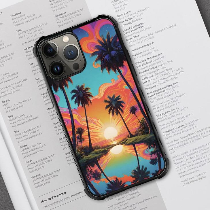ZHEGAILIAN Case Compatible with iPhone 16 ProArtistic Palm Tree Cases for BoysGirlsFashion Pattern Design Drop Resistant
