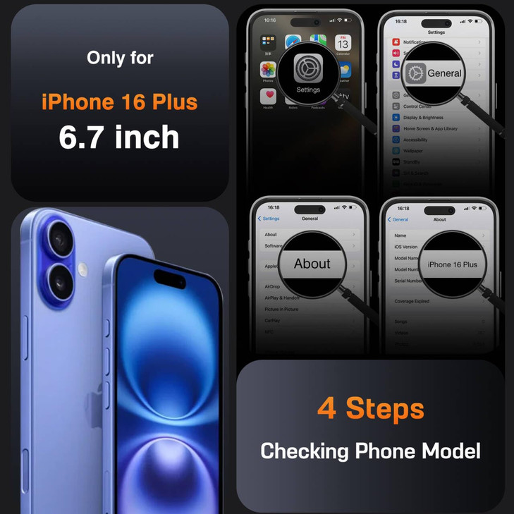 LOHASIC for iPhone 16 Plus Wallet Case Magsafe Detachable Magnetic Leather Case RFID Blocking 4 Card Slots 2 Cash Pocket
