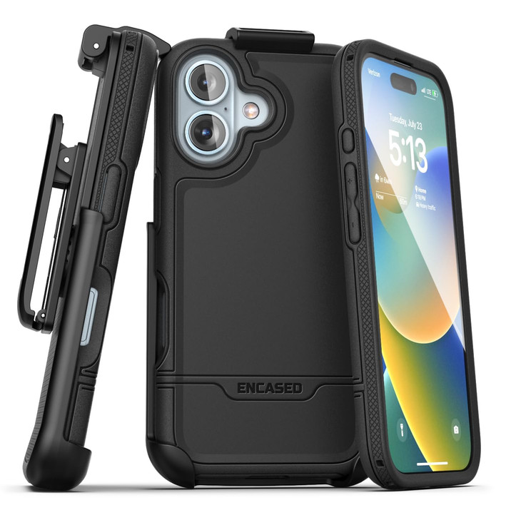 Encased Belt Case Compatible with iPhone 16 Plus with Holster Clip Compatible with MagSafe Rugged Hybrid Phone Cover Reb