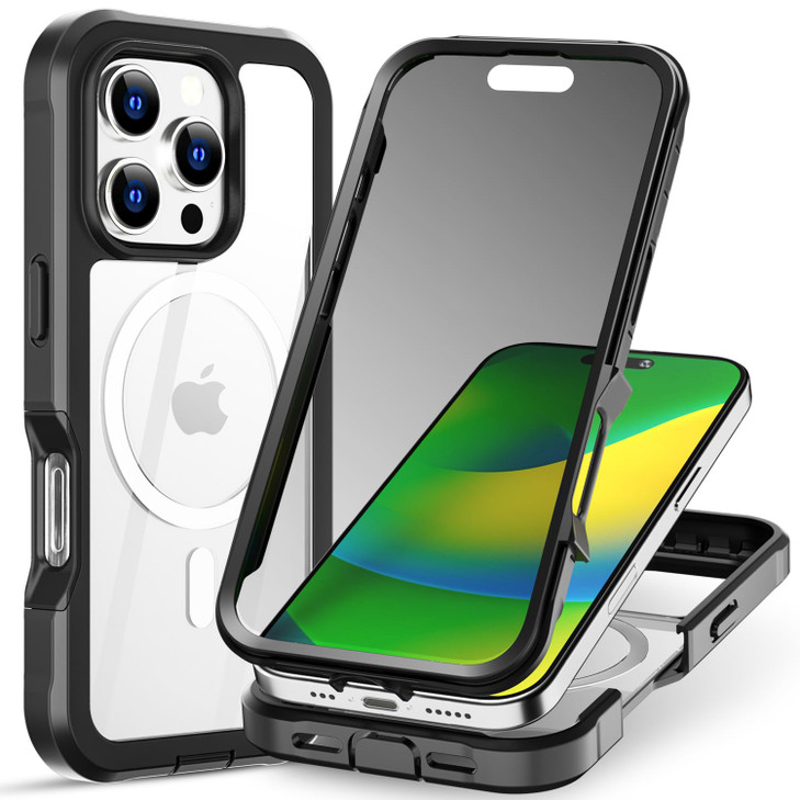 AICase Magnetic for iPhone 16 Pro Case Compatible with Magsafe360 Fullbody Dustproof Design Builtin 9H HD Tempered Glass