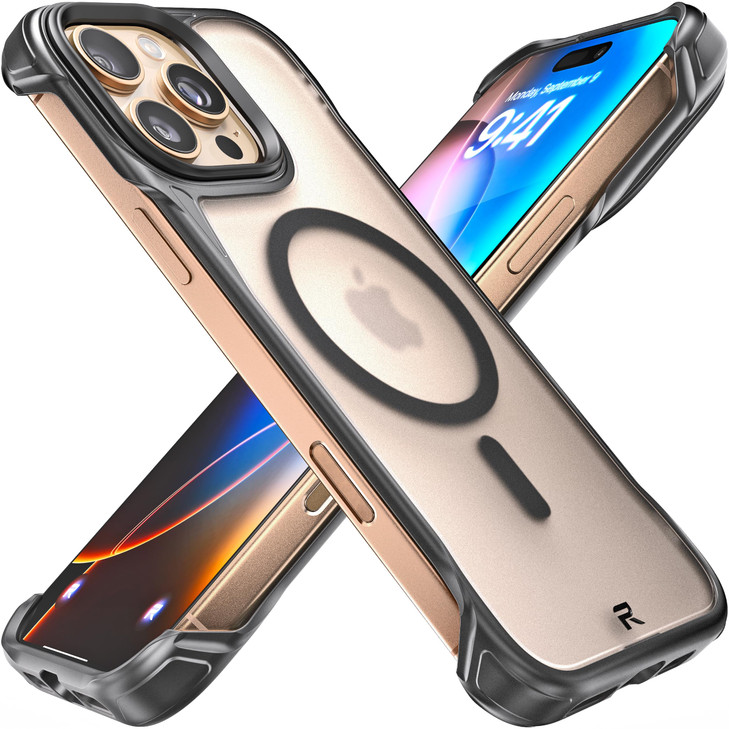 REBEL iPhone 16 Pro Max Clear Case Frosted Flex Series Exposed Sides for Comfort Strong MagSafe Compatible Matte Texture