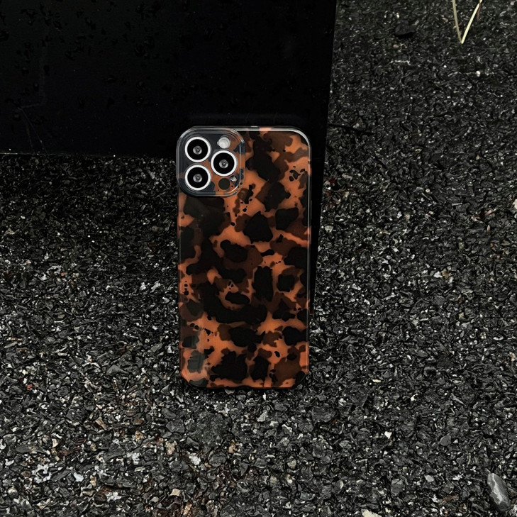 Reezaddin Tortoise Shell Retro Phone Case Compatible with iPhone 16 Pro Max Chic Amber Brown Leopard Stylish Classic Sof