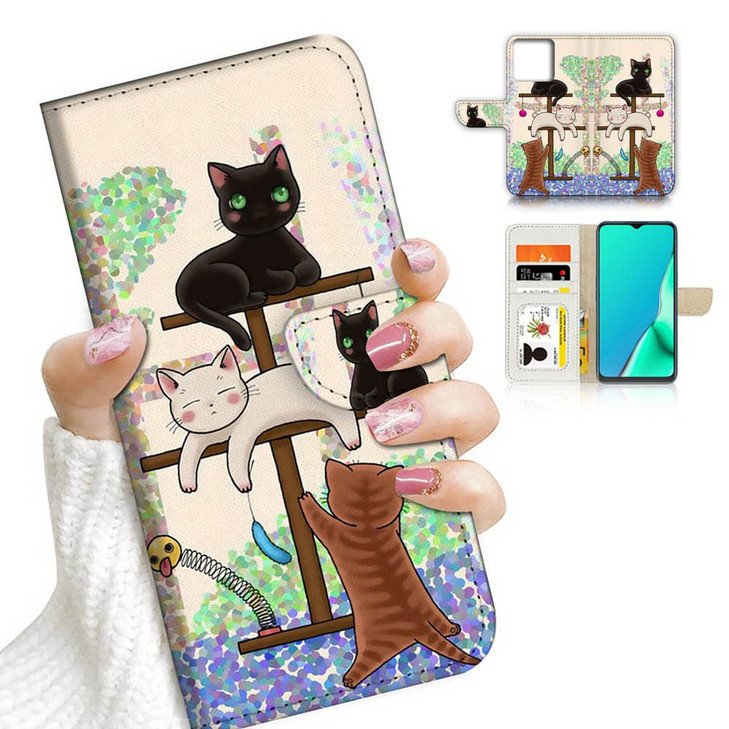 AJOURTEK for iPhone 16 Pro Designed Flip Wallet Phone Case Cover A1944 Cartoon Cat