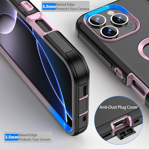 COOYA for iPhone 16 Pro Max Case Full Body Drop Protection Rugged Case Shockproof 3Layer Heavy Duty Hybrid NonSlip Rubbe