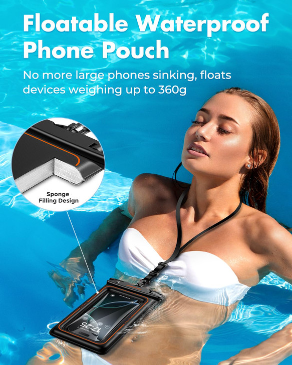 UNBREAKcable Floating Waterproof Phone Pouch 2 Pack IPX8 Waterproof Phone Case Dry Bag KayakBeachCruise Travel Essential