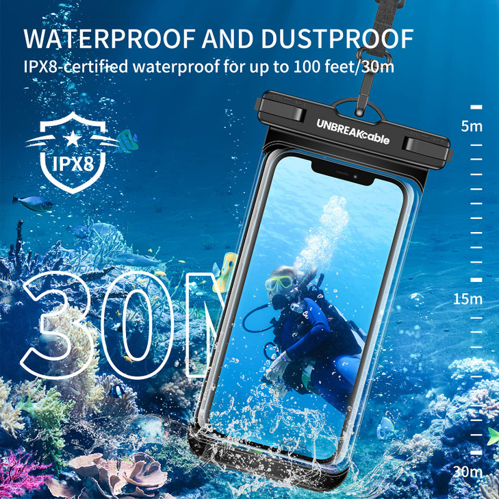 UNBREAKcable Waterproof Phone Pouch2 Pack IPX8 Waterproof Phone Case for iPhone 16 15 14 13 12 11 Pro Max Samsung S25 S2