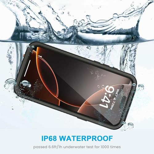 Lanhiem for iPhone 16 Pro Max Waterproof Case Dustproof Case Builtin Screen Protector Camera Protection 360 Full Body He