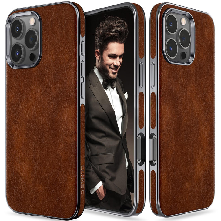 LOHASIC for iPhone 16 Pro Case Luxury Business Leather Slim Classic Protective Phone Back Cover Cases for iPhone 16 Pro